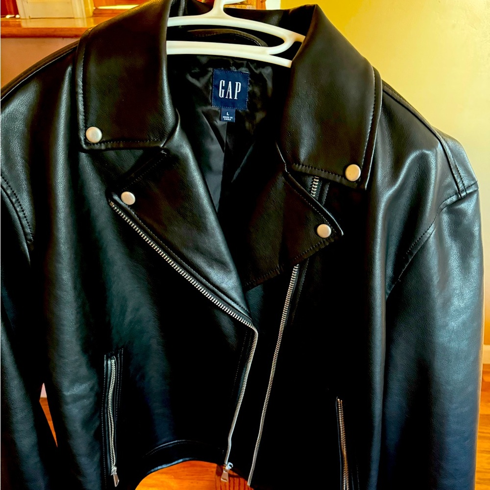 Black Faux Leather WaistedJacket